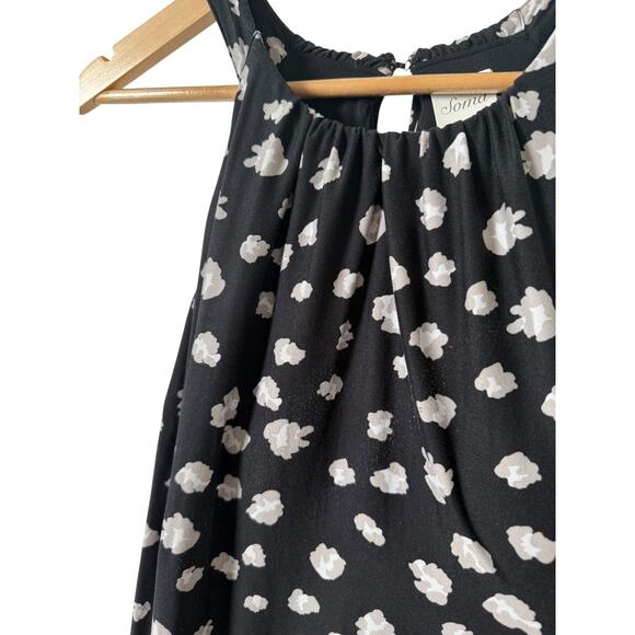 Soma High Neck Black Grey White Patterned‎ Dress Medium Removable Pads - Picture 6 of 9